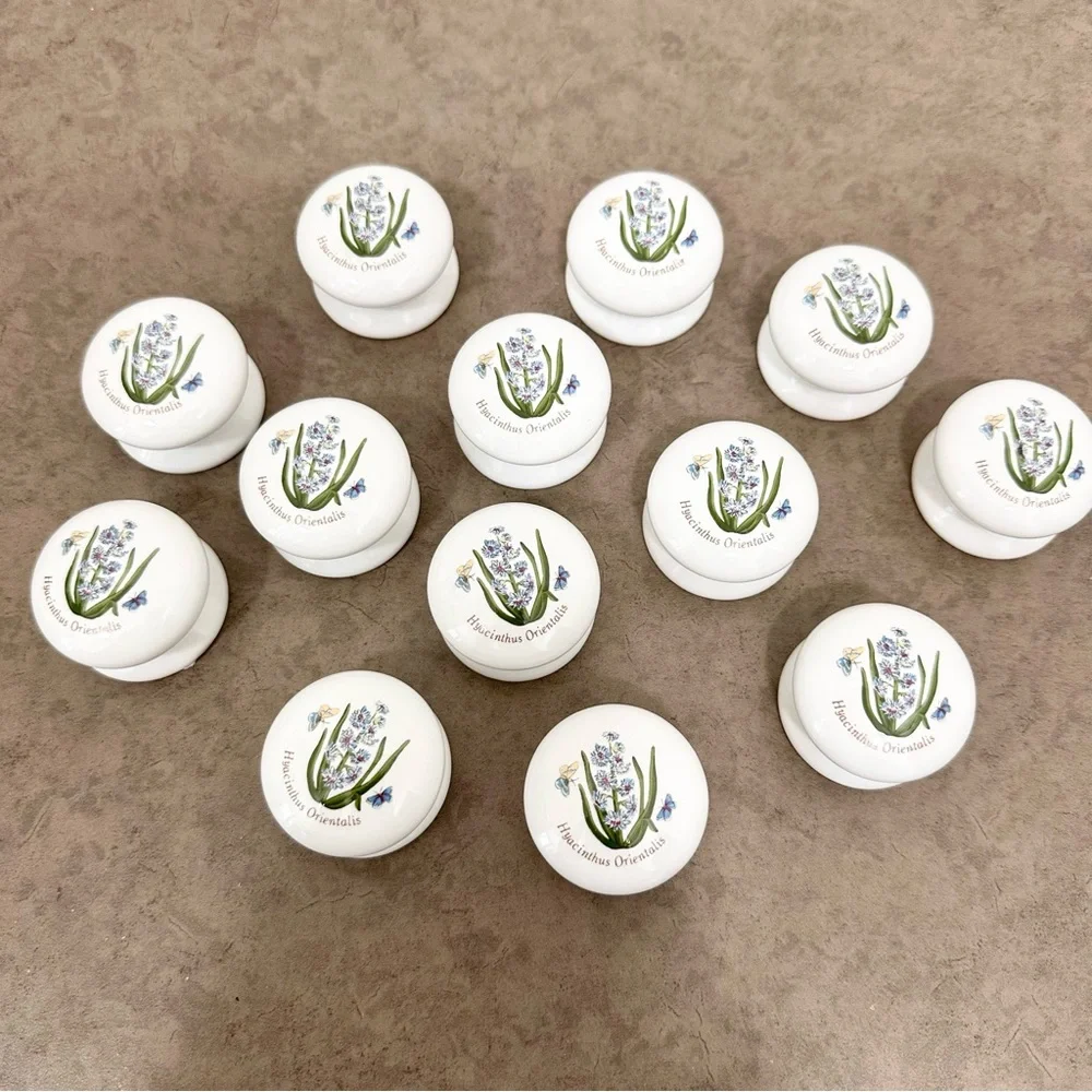 13 Ceramic Portmeirion Botanic Garden Dresser Knobs Pulls Hyacinthus Orientalis